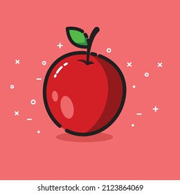 red apple illustration that looks cute and very refreshing