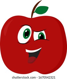 Red apple, illustration, vector on white background.