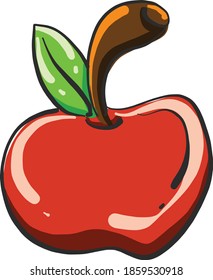 Red apple, illustration, vector on white background.