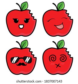 
imagen de manzana roja con emoticono