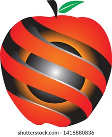 
the red apple image in which there is a ball, is an imagination