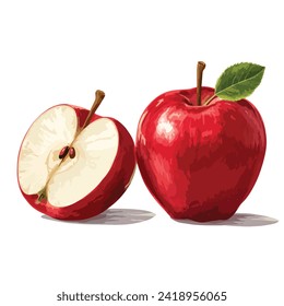 Ilustración de estilo plano de caricatura de la Apple Roja aislada, creativa 