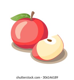 Red apple isolated design element. Fruit background. Vector illustration.