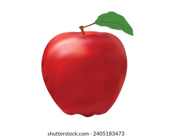 Red apple isolated .Apple icon isolated vector illustration, color drawing sign, symbol.Flat Design Vector Illustration Of A Red Apple On White Background.