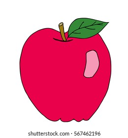 Red apple isolated illustration. Vector illustration.