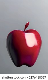 red apple isolated on gray background