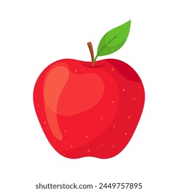 Red apple isolated on transparent background. Fruit icon for farm market. Vector illustration in flat style.