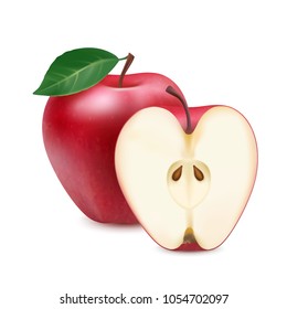 Red apple isolated on white. 3d realistic icon vector