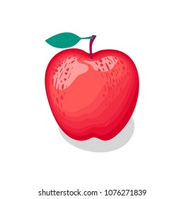 Red apple isolated on white background. Vector illustration.