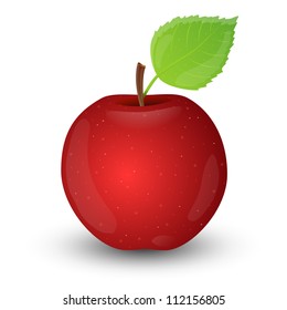 Red apple isolated on white background. Vector illustration.