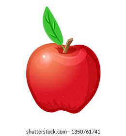 Red Apple isolated on white background. Vector. Cartoon.