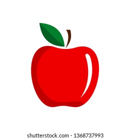 Red apple isolated on white background. Vector illustration.