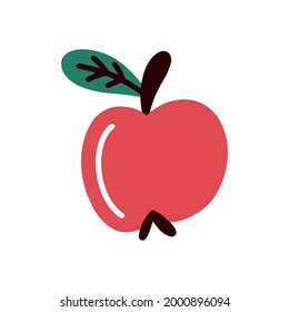 Red apple isolated on a white background. Hand-drawn vector illustration