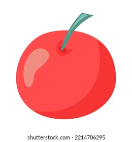 manzana roja aislada en un fondo blanco. Ilustración plana de fruta madura. Elemento de diseño para etiquetas o paquetes.