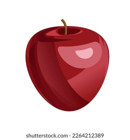 manzana roja aislada en un fondo blanco. Fruta orgánica. Estilo de caricatura. Ilustración vectorial para cualquier diseño.