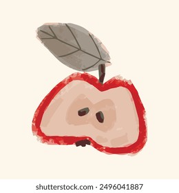 Red apple isolated on white background, vector illustration