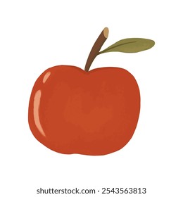 Maçã vermelha isolada na ilustração do vetor de fundo branco. Ícone de fruta fresca de maçã vermelha. Desenho de fruta de maçã vermelha desenhado à mão. Ilustração de vetor de Aquarela da Apple.