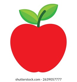 Red apple isolated on white background - High quality vector for food and health designs