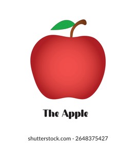 Manzana roja aislada en el fondo blanco, Ilustración vectorial