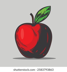 Red apple isolated in purple background