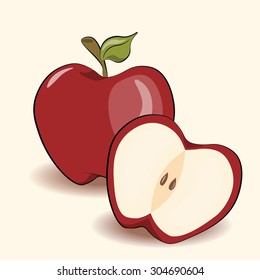 Red apple isolated. Vector