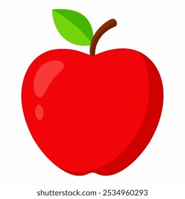 Red apple isolated with white background, vector illustration