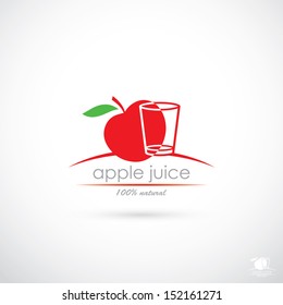 Red apple juice sign - vector illustration