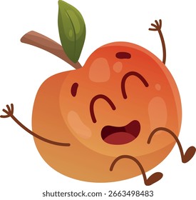 Red apple jumps and laughs