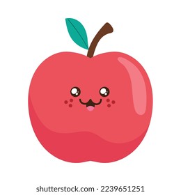 red apple kawaii character icon