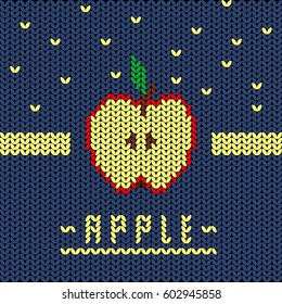 Red apple in knitted style