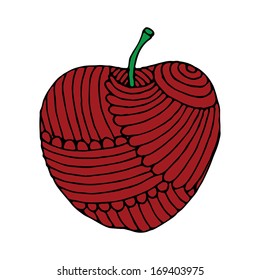 red apple label on simple white background 