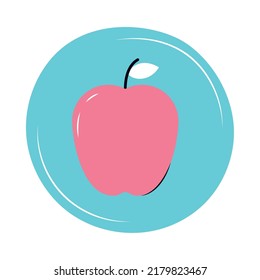 red apple label on white background