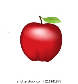 Red apple with leaf