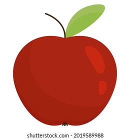 Manzana roja con una hoja y resalta sobre un fondo blanco. Apple en estilo plano