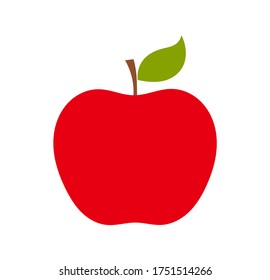 Red apple with leaf icon. Vector illustration flat design element.