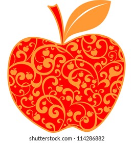 red apple with leaf isolated on white background. Vector Illustration