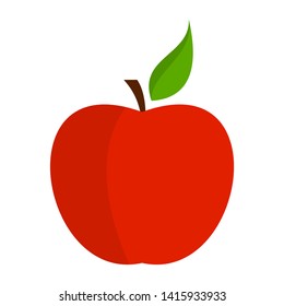 Red apple with leaf isolated on white background. Vector illustration.