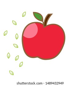 Red apple with leaf isolated on white background