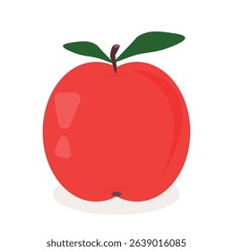 Red apple with leaf, stem and characteristic spots, illustration isolated on white background, ideal for healthy eating, fruit-based design and educational materials