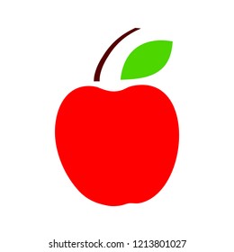 Red apple with a leaf vector 