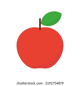 Red apple. Apple with leaf. Vector isolated on white.