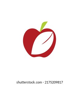 manzana roja con ilustración de hojas