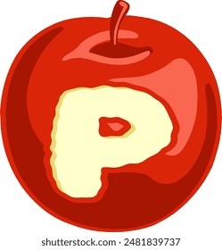 Red Apple Letter Alphabet Vector Element