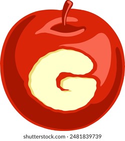 Red Apple Letter Alphabet Vector Element