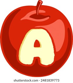 Red Apple Letter Alphabet Vector Element