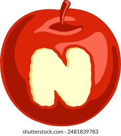 Red Apple Letter Alphabet Vector Element