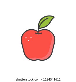 Red apple line icon.
