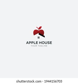 logotipo de manzana roja y vector del logotipo del hogar