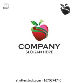 
the red apple logo and the ribbon line in the middle

