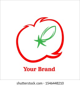 red apple logo simple, mascot fruit for your company, fresh juice apple